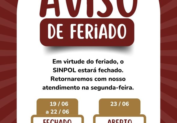 HORARIO DE FUNCIONAMENTO - AVISO FERIADO