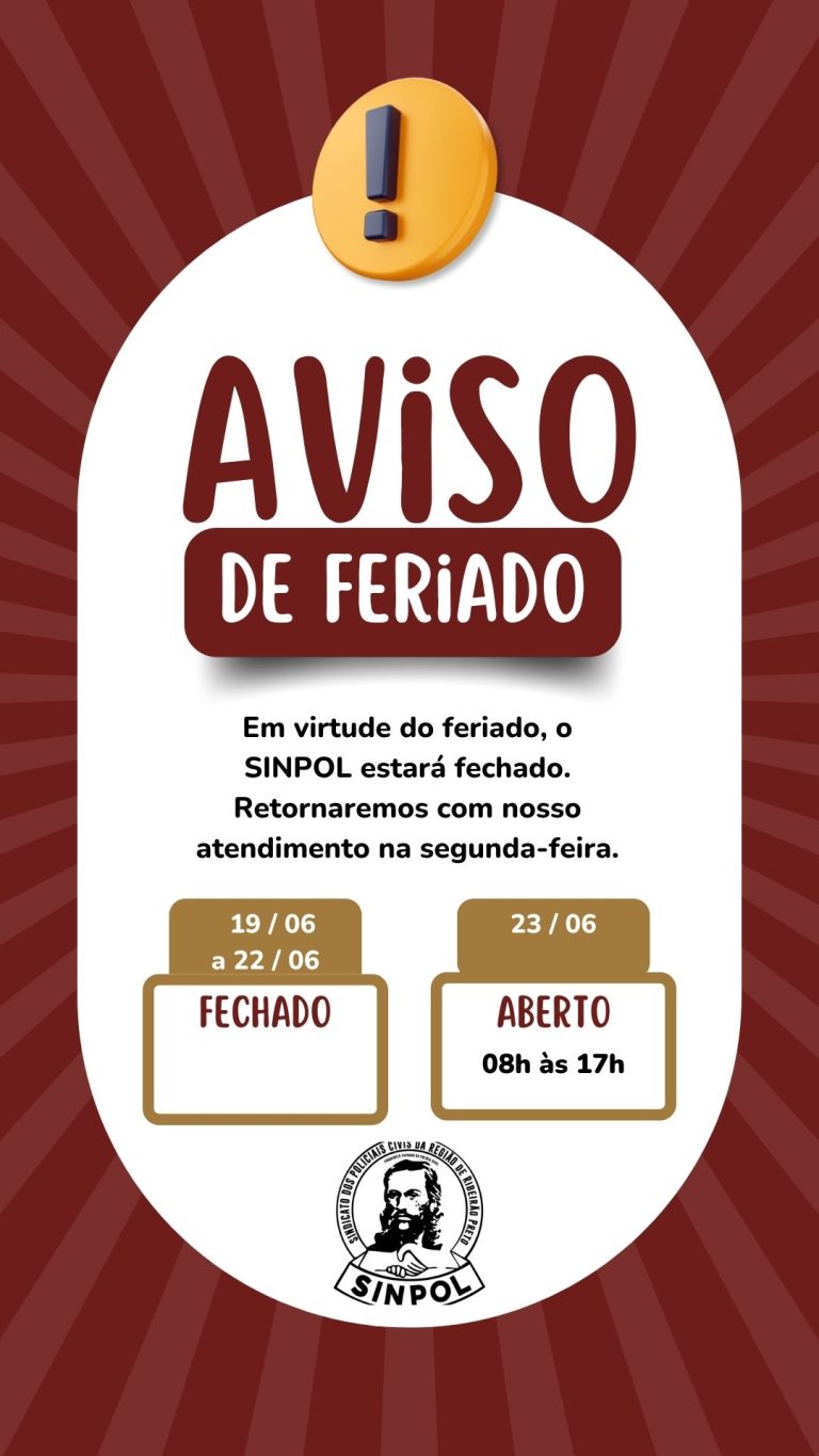 HORARIO DE FUNCIONAMENTO - AVISO FERIADO